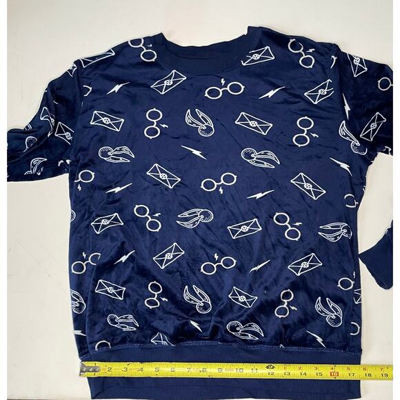 Harry Potter Wizarding World Velour Sweatshirt Sm Blue Glasses Letters Lightning - Picture 5 of 10